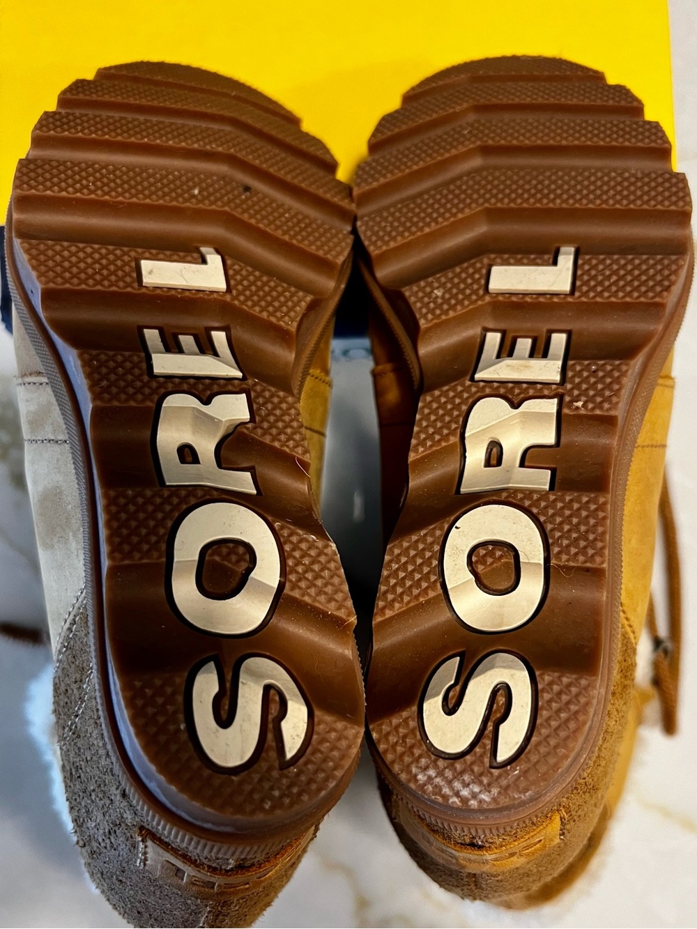 Sorel Joan of Arctic Wedge II Shearling Boots Camel Brown Suede Leather Size 7 - Picture 3 of 6